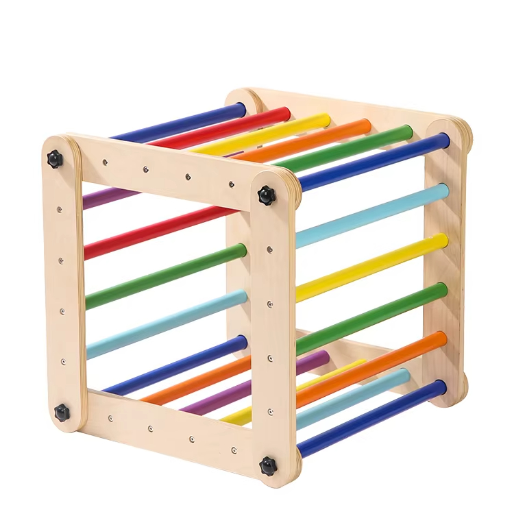 Kids Outdoor Wooden Climbing Frame - Jungle Gym Kids Outdoor Triangle Wood