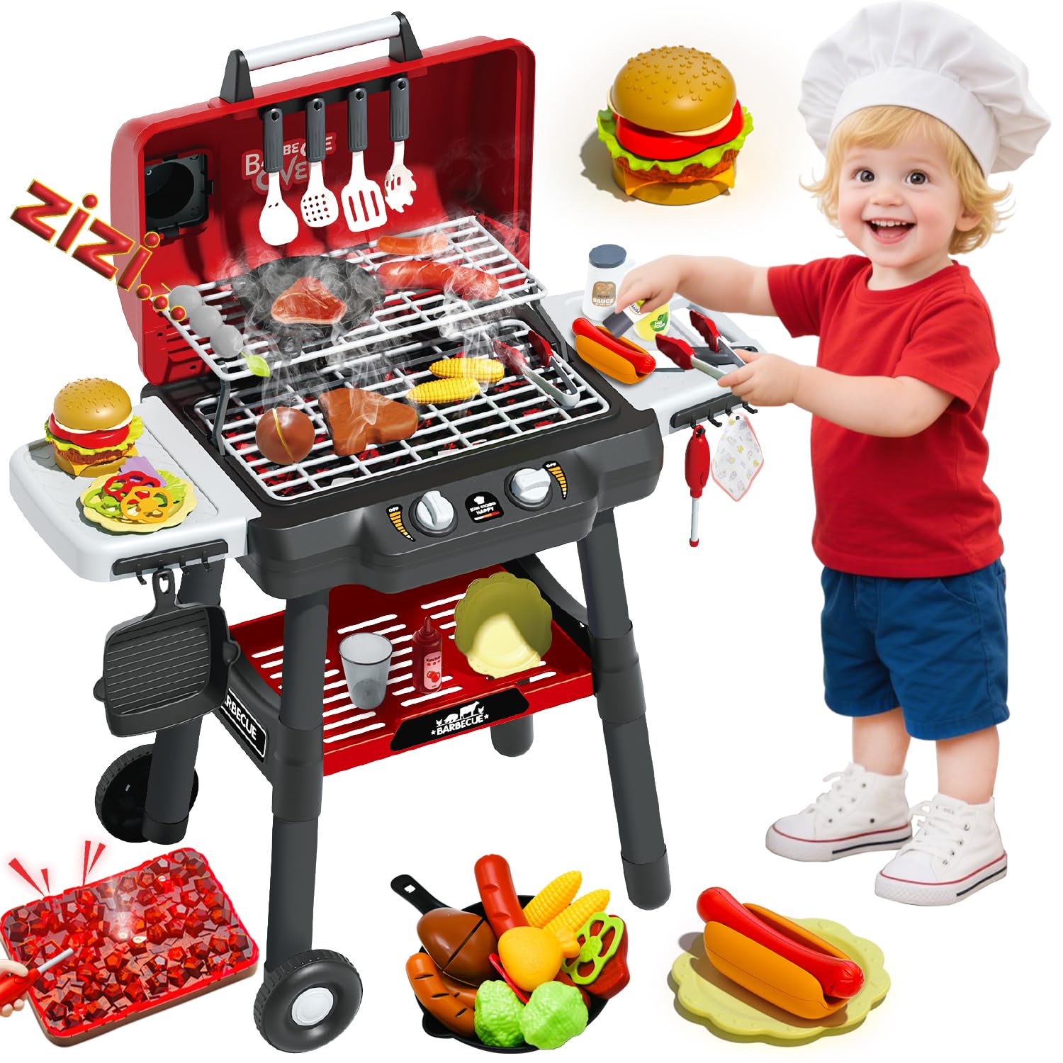 Kids Outdoor Bbq - Kid Toy Grill, BBQ Grill Playset