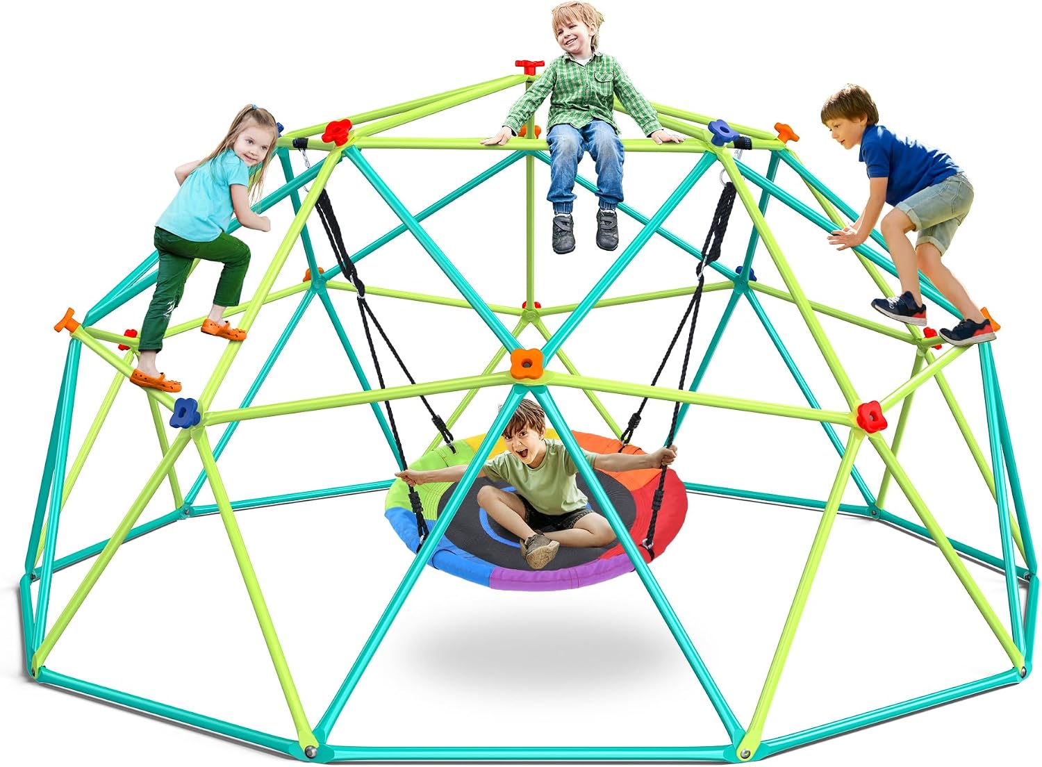 Kids Outdoor Jungle Gym - 10 ft Climbing Dome Swing Set