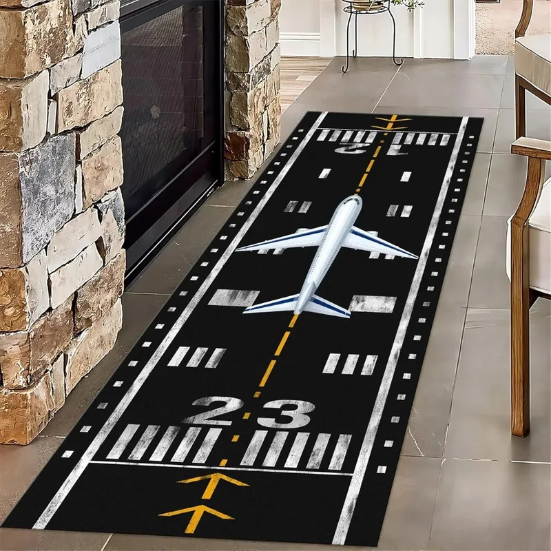 Kids Outdoor Mat Waterproof - VIKAMA Airplane Runway Print Runner Rug,