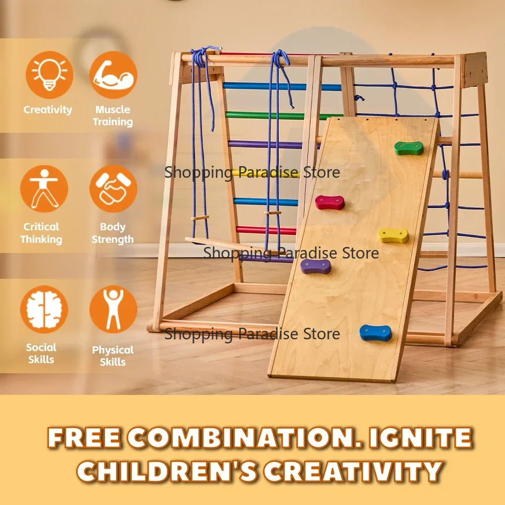 Kids Outdoor Wooden Climbing Frame - Kids Wooden Rainbow Climbing Frame Indoor