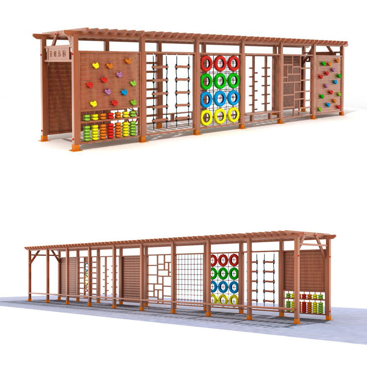 Kids Outdoor Wooden Climbing Frame - Outdoor Climbing Rock Frame Wood Playground