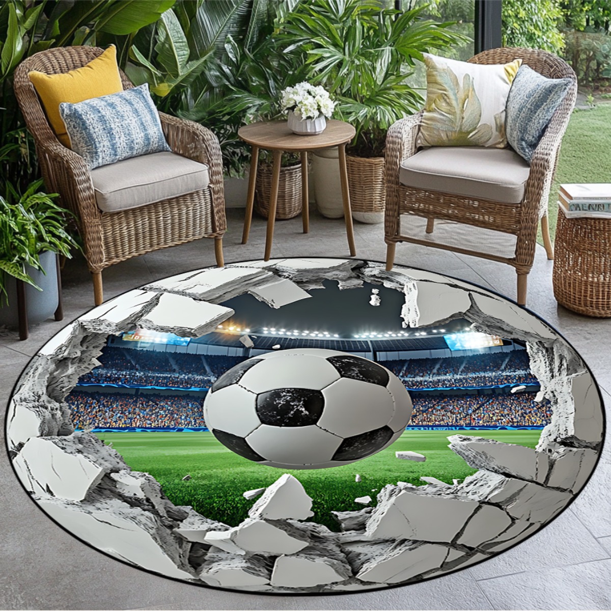 3D Football Field Round Area R - Kids Outdoor Mat Waterproof ulasan dan harga