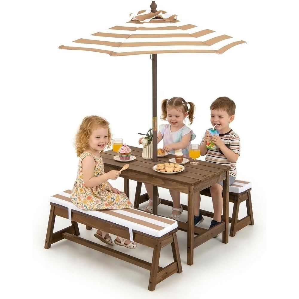 Kids Picnic Table, Toddler Woo - Kids Outdoor Table And Chairs With Umbrella ulasan dan harga