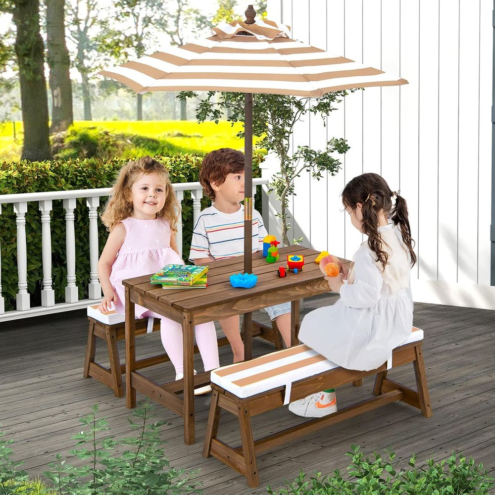 Kids Picnic Table, Toddler Woo - Kids Outdoor Table And Chairs With Umbrella ulasan dan harga