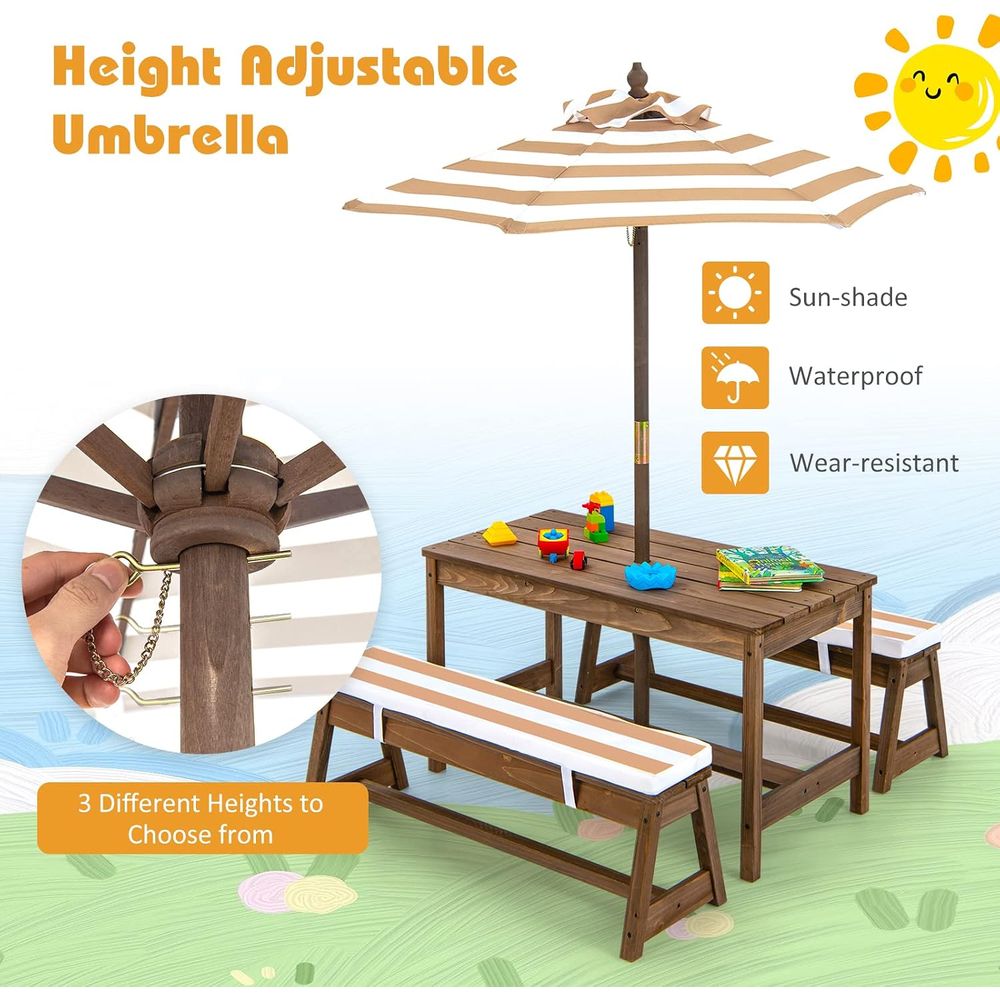 Kids Picnic Table, Toddler Woo - Kids Outdoor Table And Chairs With Umbrella ulasan dan harga