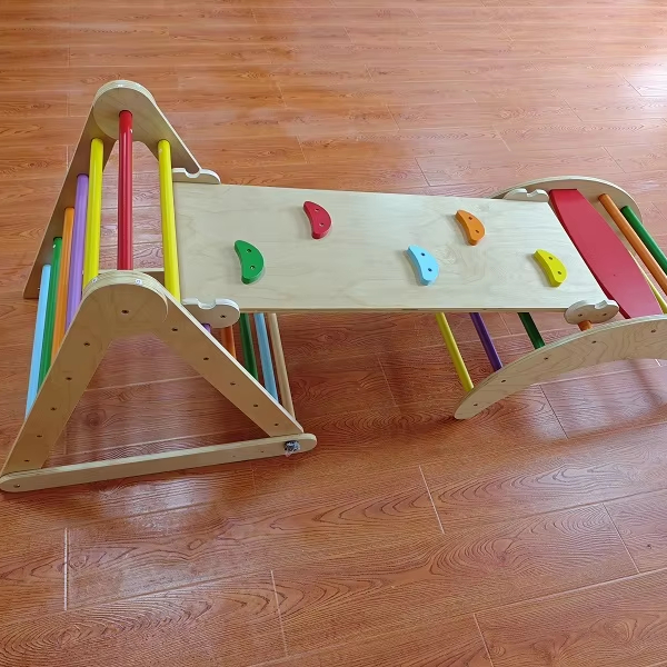 Hot Selling 3-in-1 Montessori  - Kids Outdoor Wooden Climbing Frame ulasan dan harga