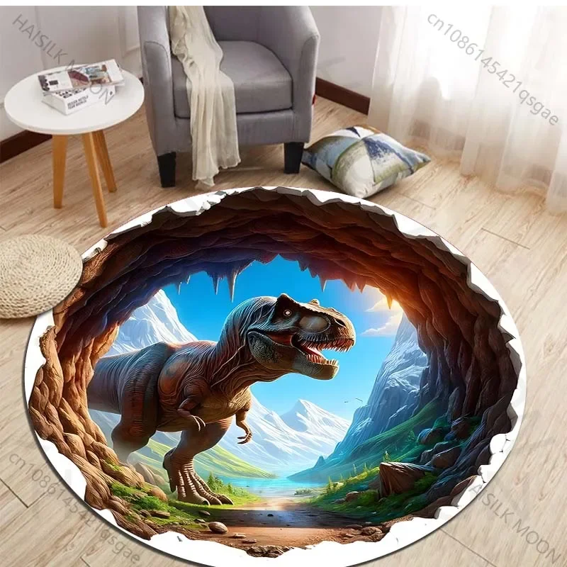 HD 3D Dinosaur Print Round Rug - Kids Outdoor Mat Waterproof ulasan dan harga