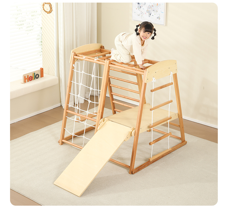 Kids Outdoor Indoor Montessori - Kids Outdoor Wooden Climbing Frame ulasan dan harga