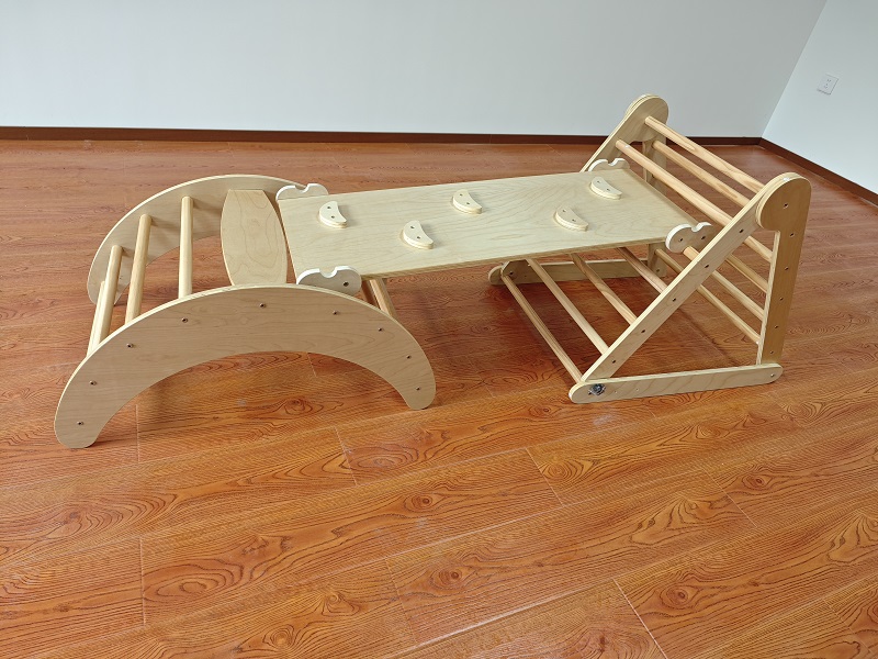 Hot Selling 3-in-1 Montessori  - Kids Outdoor Wooden Climbing Frame ulasan dan harga