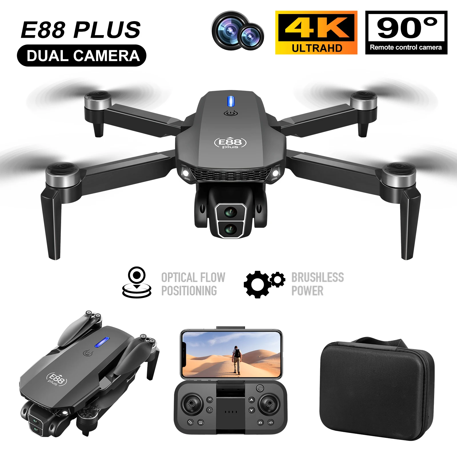 New E88 Plus Quadcopter Drone: - Kids Outdoor Toy Storage ulasan dan harga