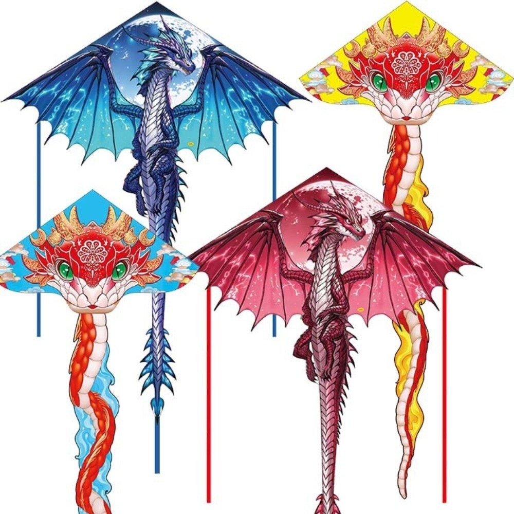 Air Snake Blue Dragon Kite wit - Kite Easy Fly Kids ulasan dan harga