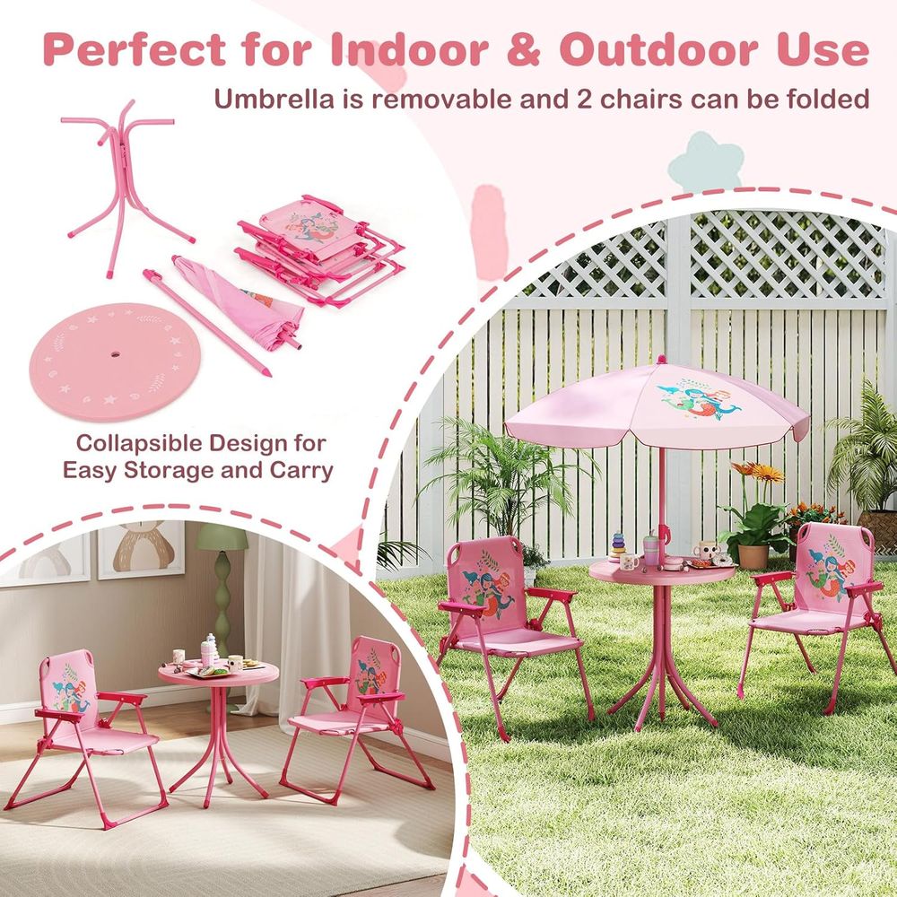 Kids Picnic Table, Kids Outdoo - Kids Outdoor Table And Chairs With Umbrella ulasan dan harga