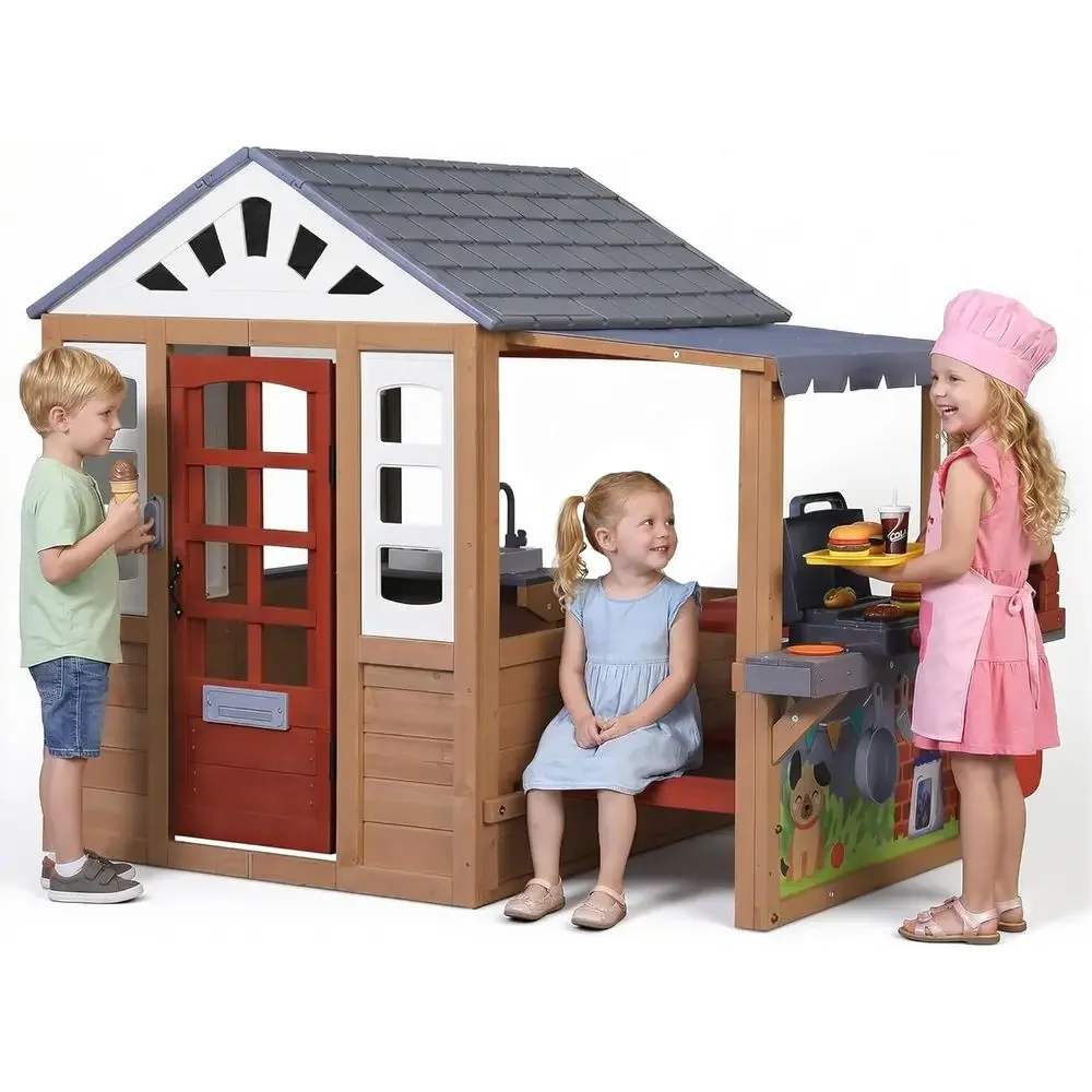 Kids Outdoor Wooden Playhouse, - Kids Outdoor Bbq ulasan dan harga