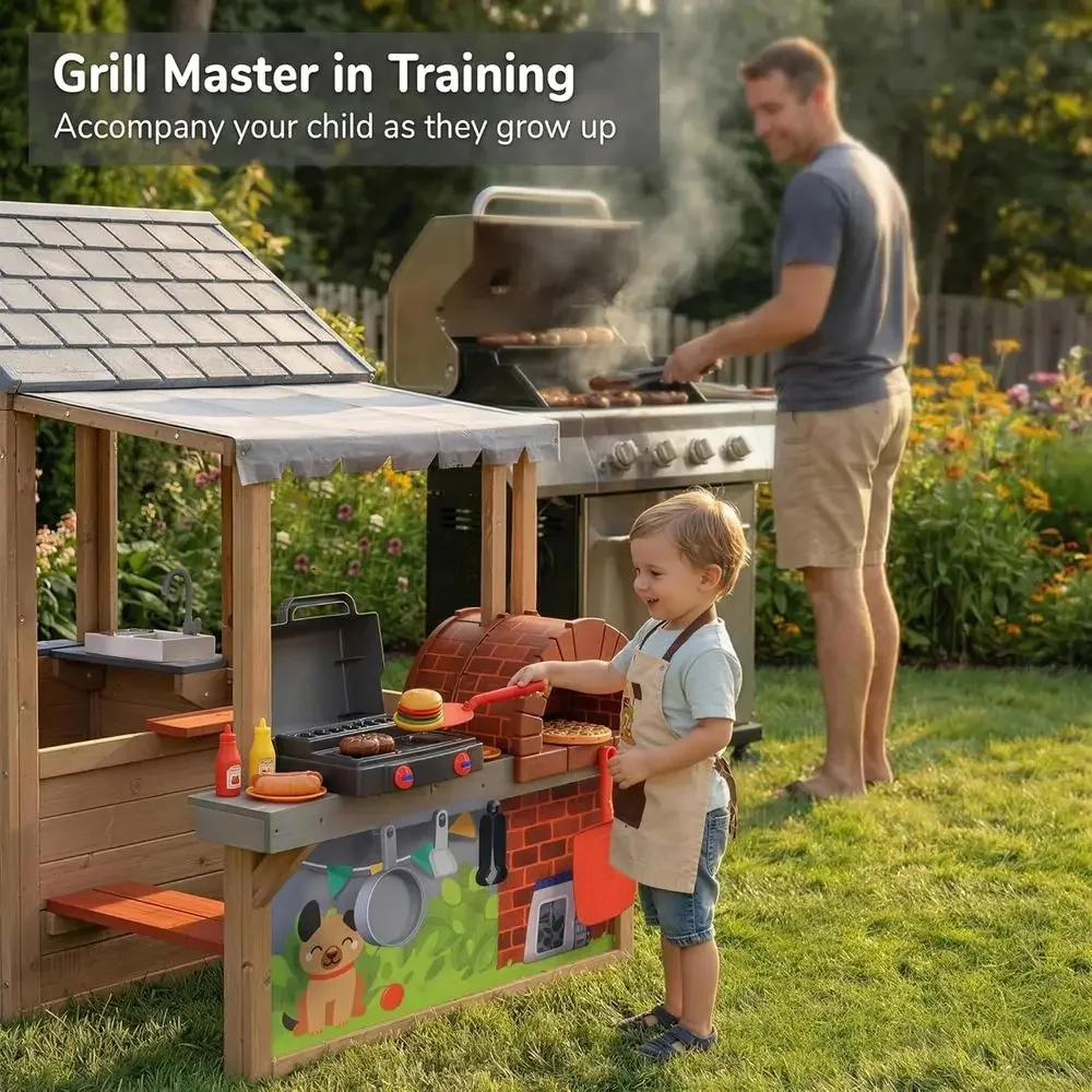 Kids Outdoor Wooden Playhouse, - Kids Outdoor Bbq ulasan dan harga