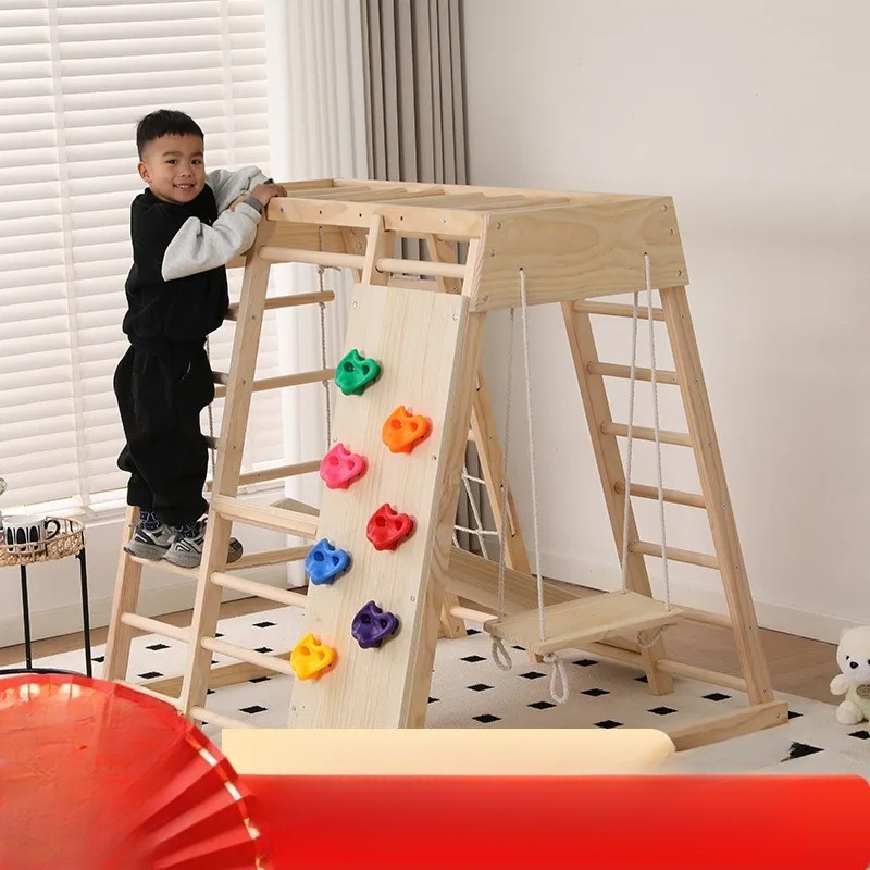 JMZ Wooden Jungle Gym Slide Cl - Kids Outdoor Wooden Climbing Frame ulasan dan harga