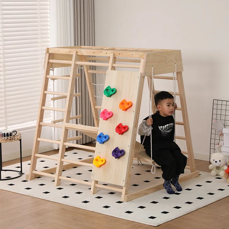 JMZ Wooden Jungle Gym Slide Cl - Kids Outdoor Wooden Climbing Frame ulasan dan harga