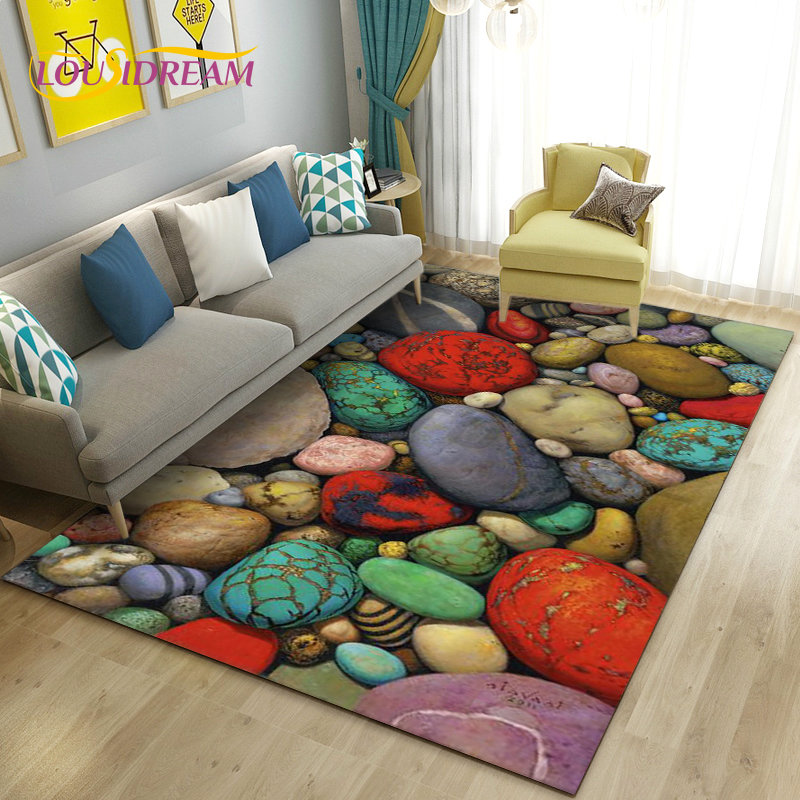 3D Colorful Cobblestone Stone  - Kids Outdoor Mat Waterproof ulasan dan harga