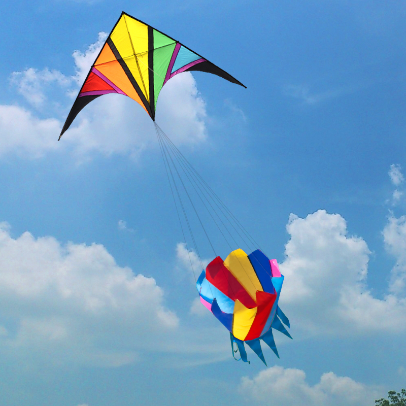 Large rainbow kite nylon winds - Kite Easy Fly Kids ulasan dan harga