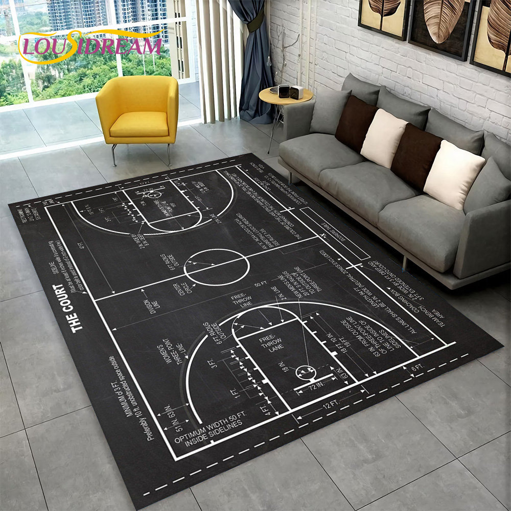 3D Basketball Cour Cartoon Are - Kids Outdoor Mat Waterproof ulasan dan harga