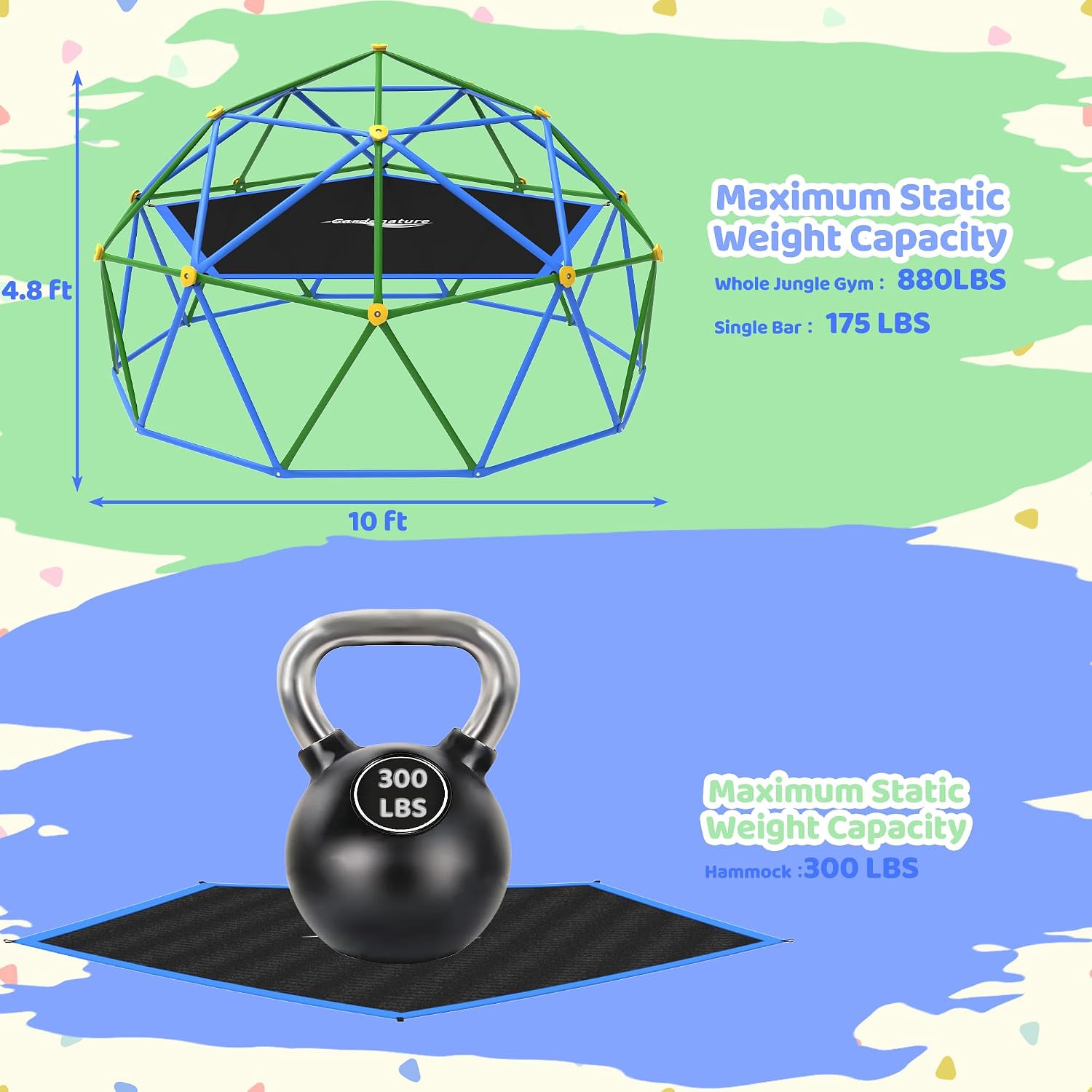 10FT Climbing Dome with Hammoc - Kids Outdoor Jungle Gym Dome ulasan dan harga