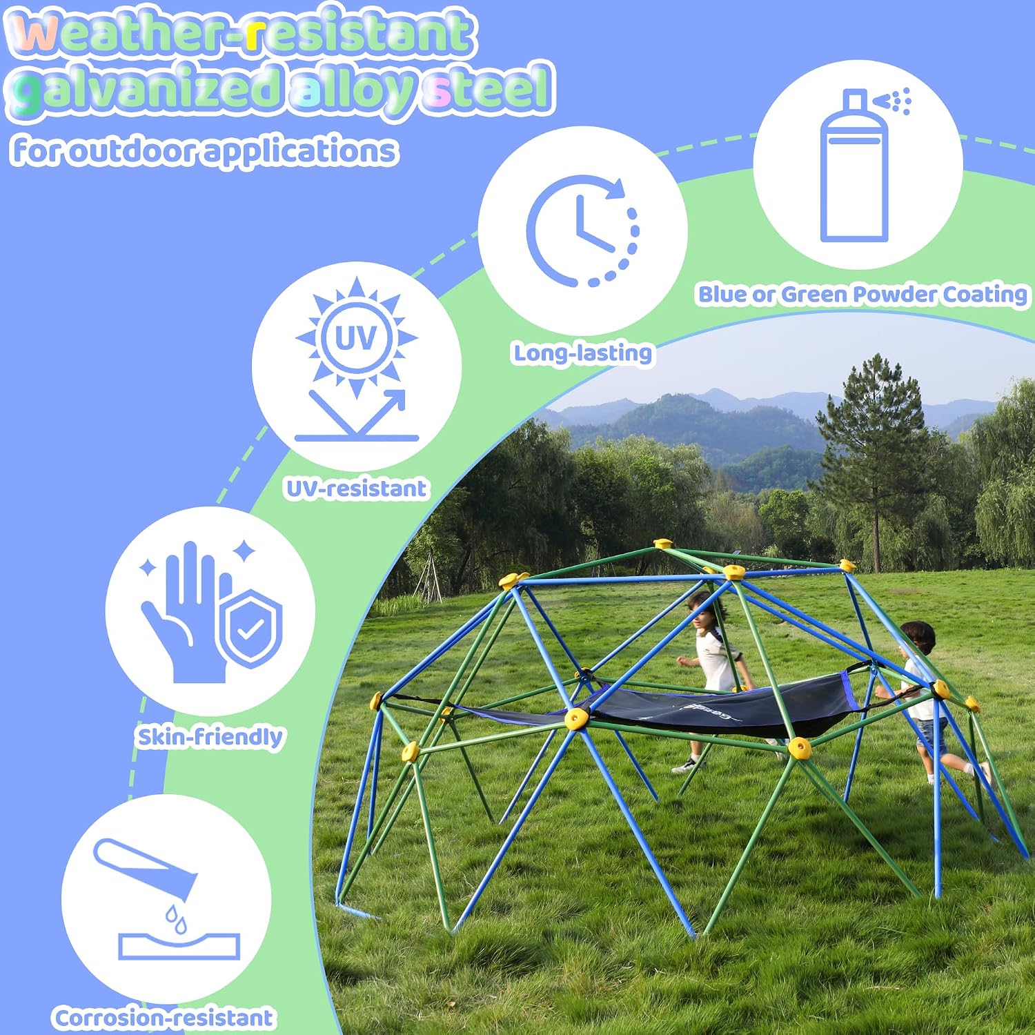 10FT Climbing Dome with Hammoc - Kids Outdoor Jungle Gym Dome ulasan dan harga