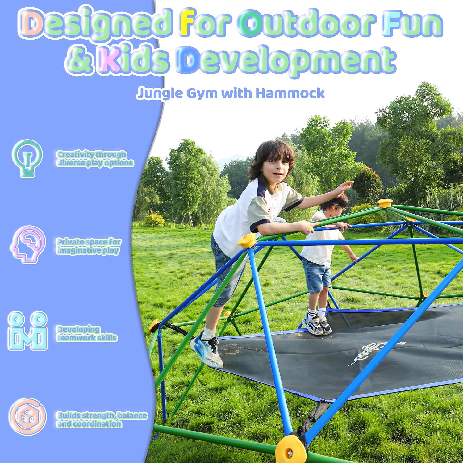 10FT Climbing Dome with Hammoc - Kids Outdoor Jungle Gym Dome ulasan dan harga
