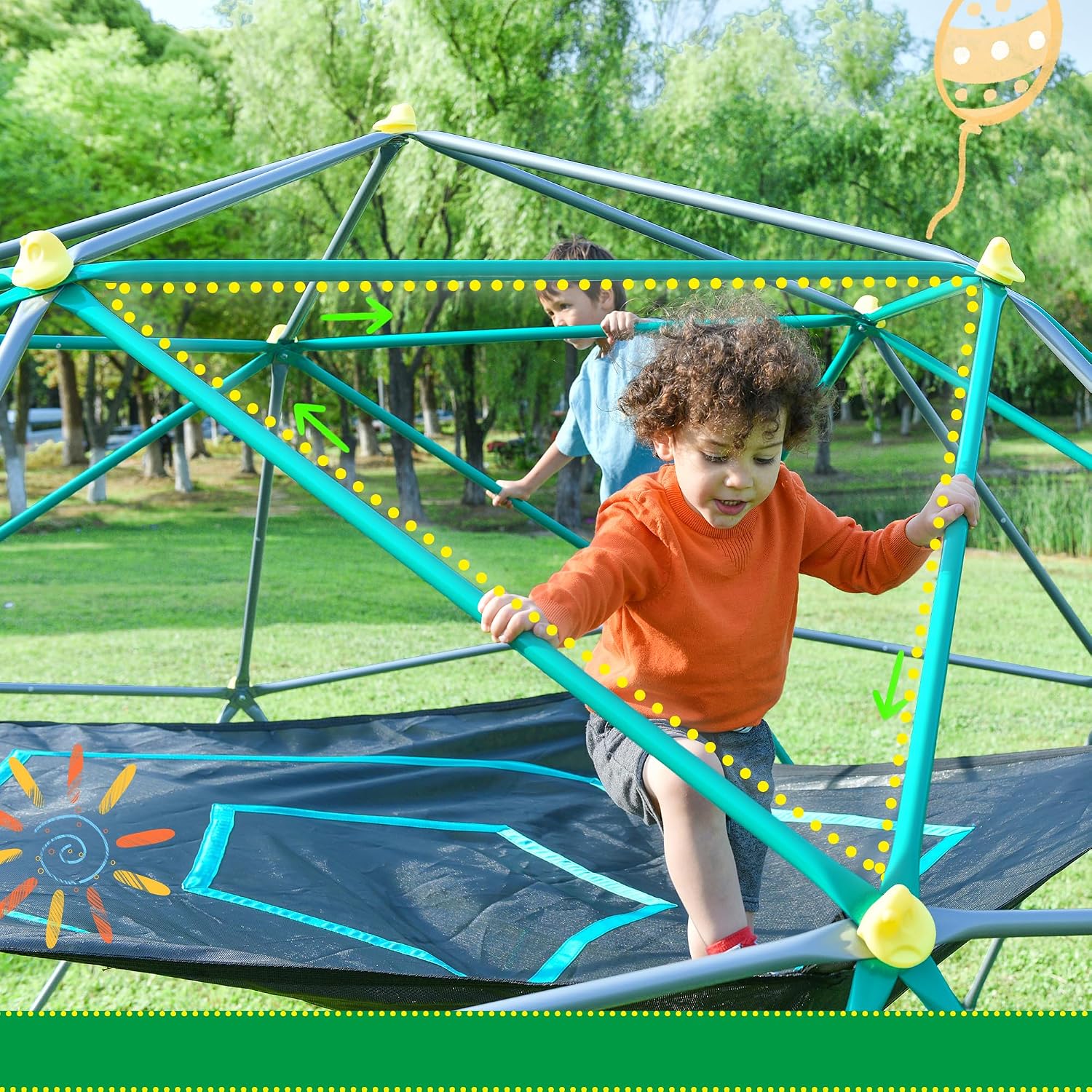 13 FT Climbing Dome with Play  - Kids Outdoor Jungle Gym Dome ulasan dan harga
